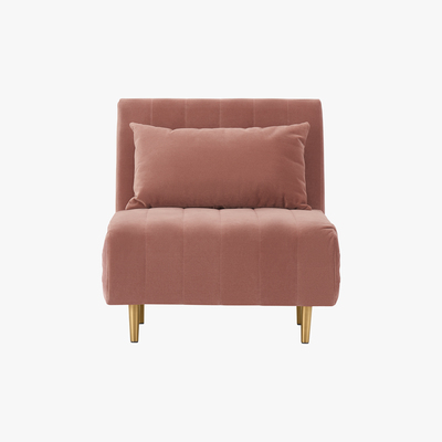 Made.com Bessie Single Sofa Bed, Blush Pink Velvet