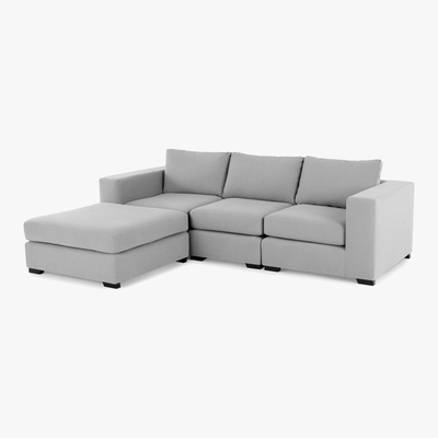 Made.com Mortimer 4 Seater Modular Corner Sofa, Chalk Grey Cotton