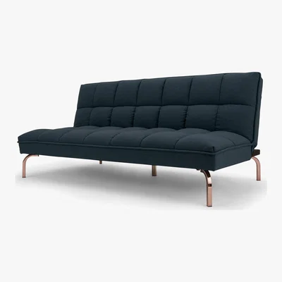 Made.com Hallie Click Clack Sofa Bed, Aegean Blue with Copper Legs