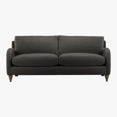 Made.com Custom MADE Sofia 3 Seater Sofa, Plush Asphalt Velvet with Light Wood Leg