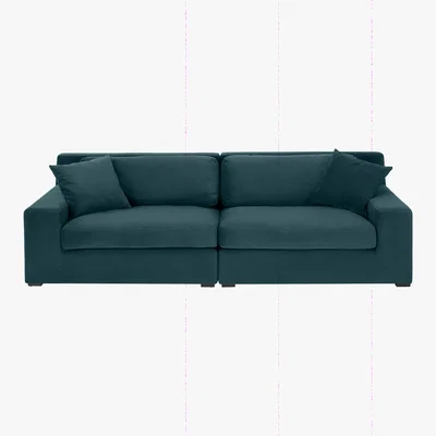 Made.com Delaney 3 Seater Sofa, Lagoon Blue Velvet