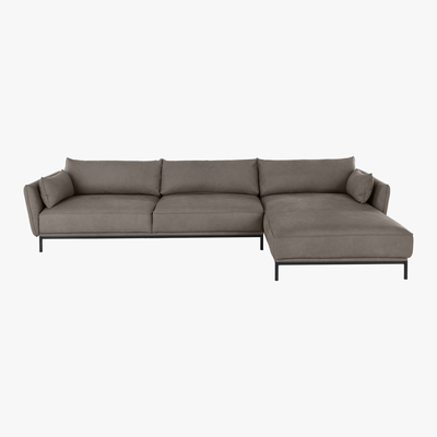 Made.com Odelle Right Hand Facing Chaise End Corner Sofa, Texas Grey Leather