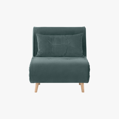 Made.com Haru Single Sofa Bed, Marine Green Velvet