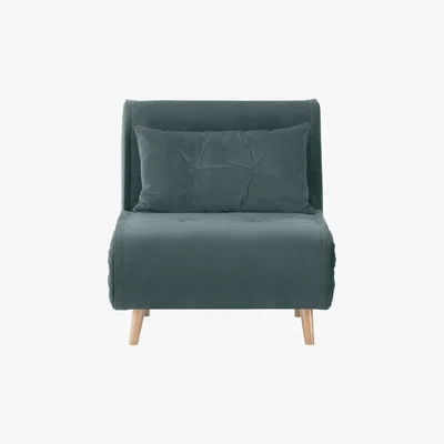Made.com Haru Single Sofa Bed, Marine Green Velvet