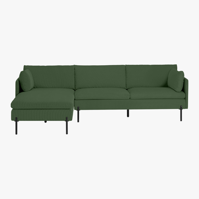 Made.com Zarina Left Hand Facing Chaise End Sofa, Meadow Corduroy Velvet