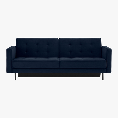 Made.com Rosslyn Click Clack Sofa Bed with Storage, Ink Blue Velvet