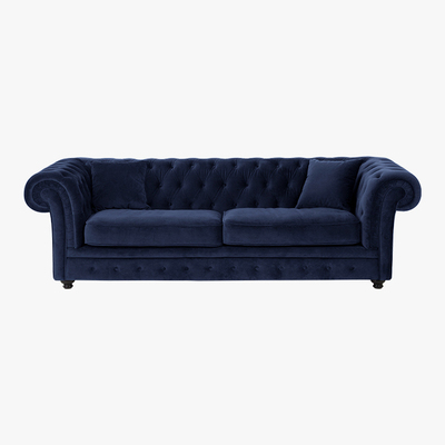Made.com Branagh 3 Seater Chesterfield Sofa, Electric Blue Velvet