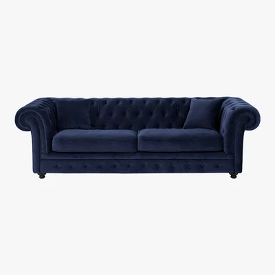 Made.com Branagh 3 Seater Chesterfield Sofa, Electric Blue Velvet