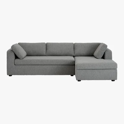 Made.com Mogen Right Hand Facing Chaise End Sofa Bed, Steel Boucle