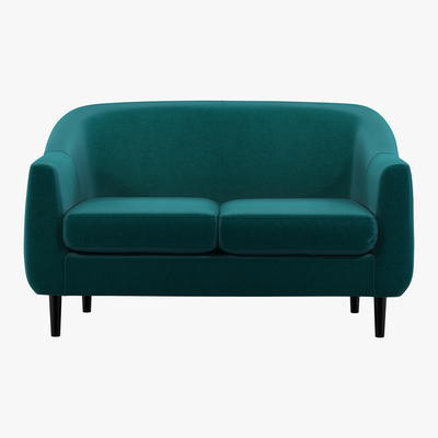 Made.com Custom MADE Tubby 2 Seater Sofa, Tuscan Teal Velvet with Black Wood Leg