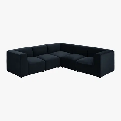 Made.com Juno 5 Seater Sofa Corner Group, Twilight Blue Velvet