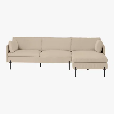 Made.com Zarina Right Hand Facing Chaise End Sofa, Stone Corduroy Velvet