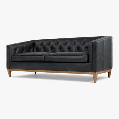 Made.com Rogers 3 Seater Sofa, Oxford Black Premium Leather