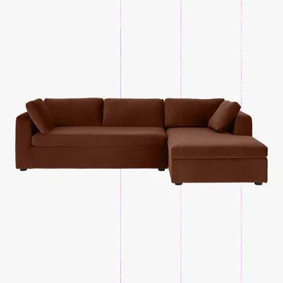 Made.com Mogen Right Hand Facing Chiase End Sofa Bed with Storage, Warm Caramel Velvet