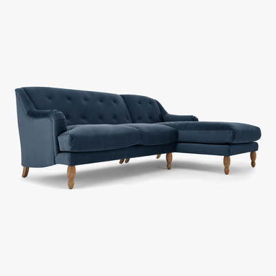 Made.com Ariana Right Hand Facing Chaise End Corner Sofa, Sapphire Velvet
