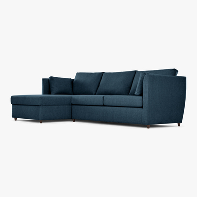 Made.com Milner Left Hand Facing Corner Storage Sofa Bed with Foam Mattress, Arctic Blue