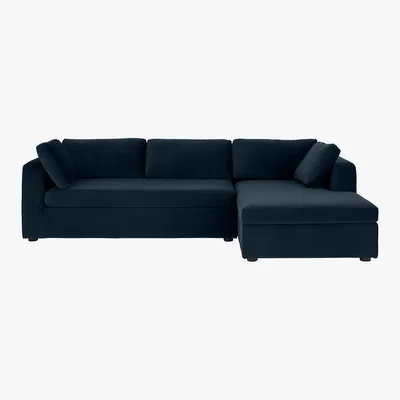 Made.com Mogen Right Hand Facing Chaise End Sofa Bed with Storage, Sapphire Blue Velvet