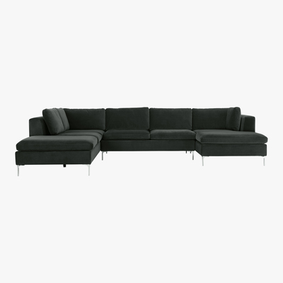 Made.com Monterosso Left Hand Facing Corner Sofa, Dark Anthracite Velvet