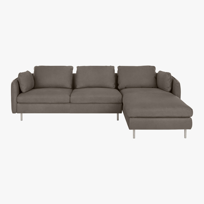 Made.com Vento 3 Seater Right Hand Facing Chaise End Sofa, Texas Grey Leather