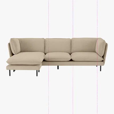 Made.com Wes 3 Seater Chaise End Corner Sofa, Stone Corduroy Velvet