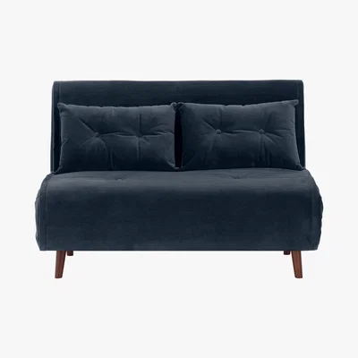 Made.com Haru Small Sofa Bed, Sapphire Blue Velvet
