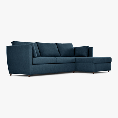 Made.com Milner Right Hand Facing Corner Storage Sofa Bed with Memory Foam Mattress, Arctic Blue