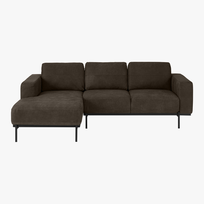 Made.com Jarrod Left Hand facing Chaise End Corner Sofa, Truffle Brown Leather