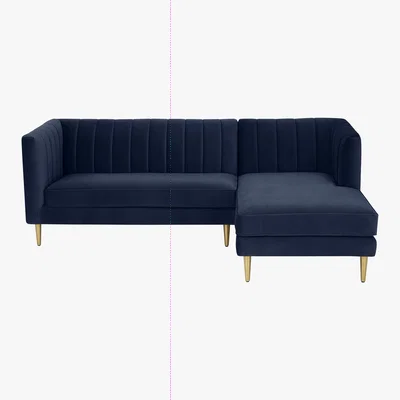 Made.com Amicie Right Hand Facing Chaise End Corner Sofa, Royal Blue Velvet