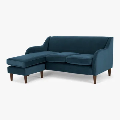 Made.com Helena Large Chaise End Corner Sofa, Plush Teal Velvet