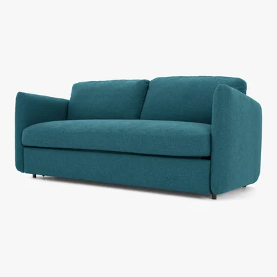 Made.com Fletcher 3 Seater Sofabed with Memory Foam Mattress, Mineral Blue