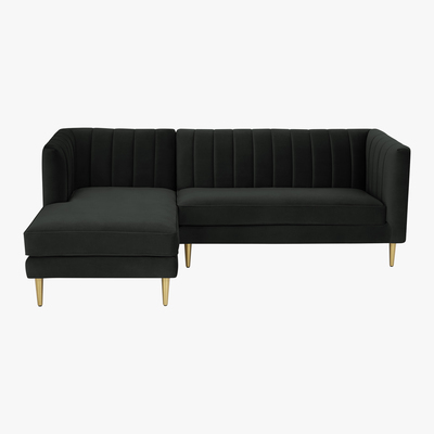 Made.com Amicie Left Hand Facing Chaise End Corner Sofa, Dark Anthracite Velvet