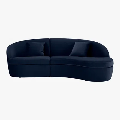 Made.com Reisa Right Hand Facing Chaise End Sofa, Ink Blue Velvet
