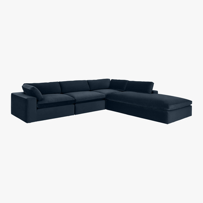 Made.com Samona Right Hand Facing Full Corner Sofa, Dark Blue Velvet