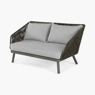 Made.com Alif Garden 2 Seater Sofa, Grey Eucalyptus Wood
