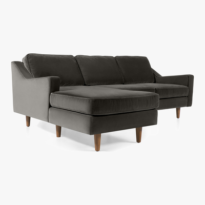 Made.com Dallas Left Hand Facing Chaise End Corner Sofa, Concrete Cotton Velvet