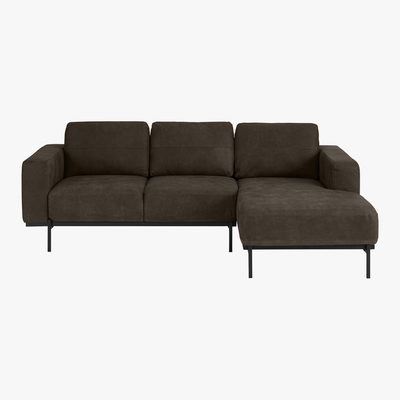 Made.com Jarrod Right Hand facing Chaise End Corner Sofa, Truffle Brown Leather