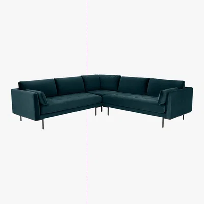 Made.com Harlow Corner Sofa, Steel Blue Velvet