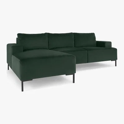 Made.com Frederik 3 Seater Left Hand Facing Compact Corner Chaise End Sofa, Autumn Green Velvet
