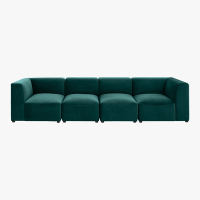 Made.com Juno 4 Seater Modular Sofa, Seafoam Blue Velvet