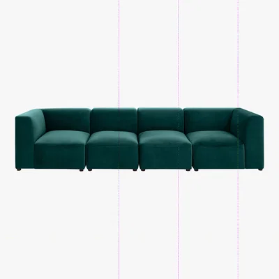Made.com Juno 4 Seater Modular Sofa, Seafoam Blue Velvet