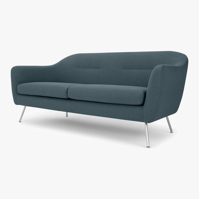 Made.com Reece 3 Seater Sofa, Mina Earl Blue with Metal Legs