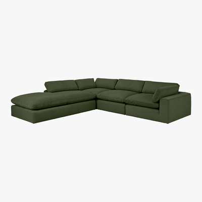 Made.com Samona Left Hand Facing Full Corner Sofa, Sage Corduroy Velvet