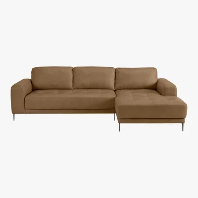 Made.com Luciano Right Hand Facing Corner Sofa, Pale Tan Leather