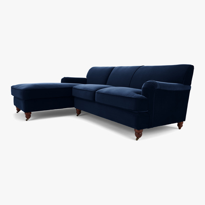 Made.com Orson Left Hand Facing Chaise End Corner Sofa, Ink Blue Velvet