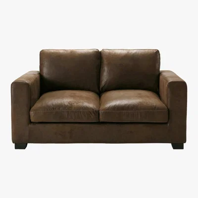 Maisons du Monde 2-Seater Imitation Suede Sofa in Brown Kennedy
