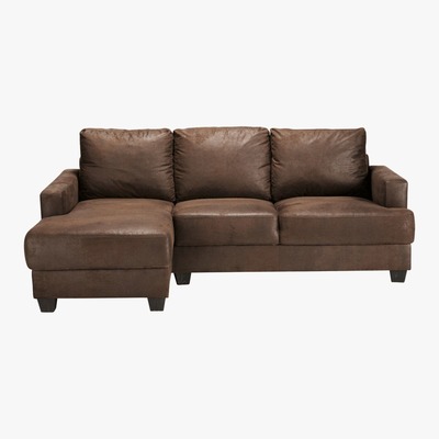 Maisons du Monde 3/4 Seater Microsuede LHF Corner Sofa in Brown Philadelphie