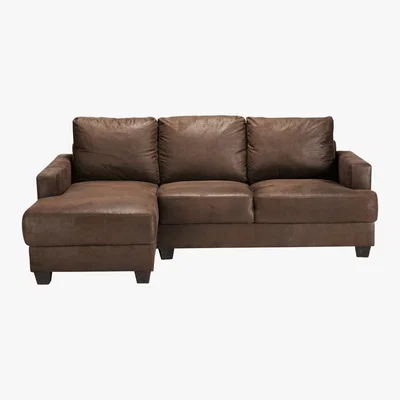 Maisons du Monde 3/4 Seater Microsuede LHF Corner Sofa in Brown Philadelphie