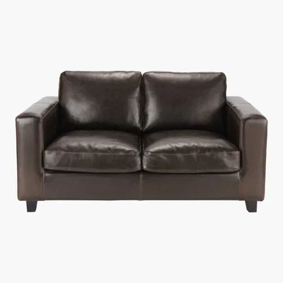 Maisons du Monde 2-Seater Split Leather Sofa in Brown Kennedy