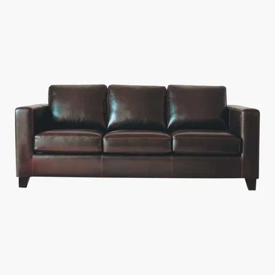 Maisons du Monde 3-Seater Split Leather Sofa Bed in Chocolate Kennedy
