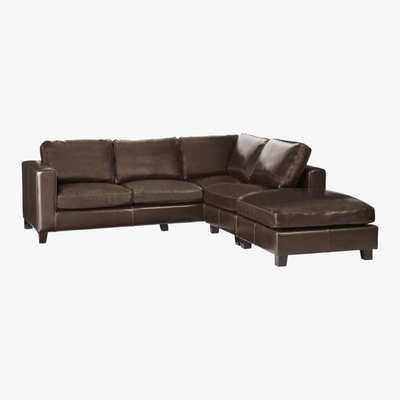 Maisons du Monde 5 Seater Split Leather Corner Sofa in Chocolate Kennedy